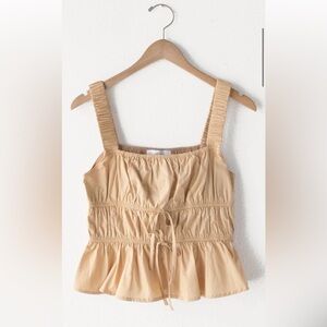 Greylin Smocked Peplum Tank Top Ruched Waist Size Large NWT